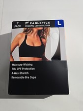 Fabletics Principal Low Impact Bra Women's Large Black/White 2 Pack