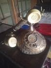 Ornate Rotary Dial Desk Telephone w/ Handset, Silver Tone Castle — photo 2