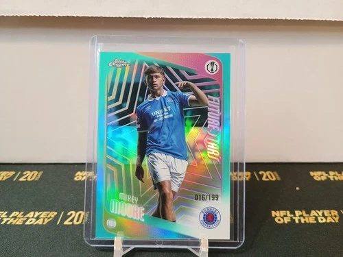 2025-26 Topps Chrome UEFA Club Competitions Aqua /199 Mikey Moore #56