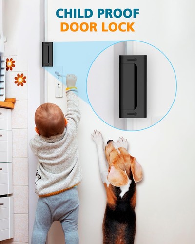 Home Security Door Reinforcement Lock - Child Proof 3 Inch, Carbon Black - Picture 4 of 8