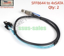 X2 SFF-8644 Mini SAS HD 36-pin male to 4 x SATA 7-pin SAS Cable, 1M SAS 3.0 NEW