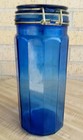 Vintage Cobalt Blue Glass Jar Wire Bail Closure Hinged Lid Spaghetti Canister — photo 6