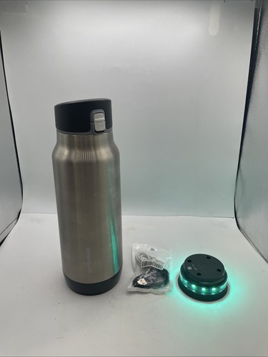 Hidrate Spark Pro 32 Ounce Smart Water Bottle, BPA Free, Silver & Charger TESTED