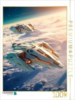 Calvendo Puzzle Spaceships Above The Clouds | 1000 Pieces, Finished Size 25.2 ×
