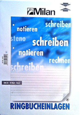 Ringbucheinlagen 3-er-Set DIN A4 von Milan 4 x gelocht Liniert 50 Blatt 70g/M² 