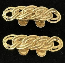 Vintage 1980s / 90s MUSI Shoe Clips Gold Tone Textured Interlocking Loop Solid