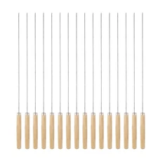 16pcs Kebob Skewers 34cm x 1.6mm Round Sticks with Wood Grip Handle