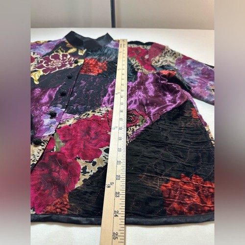 Chicos Vintage Silk Blend Patch Work Dark Romantic Floral XL EUC Velvet - Picture 3 of 5
