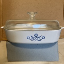 Vintage Corning Ware Blue Cornflower A-10-B Casserole Dish w/Pyrex Domed Lid
