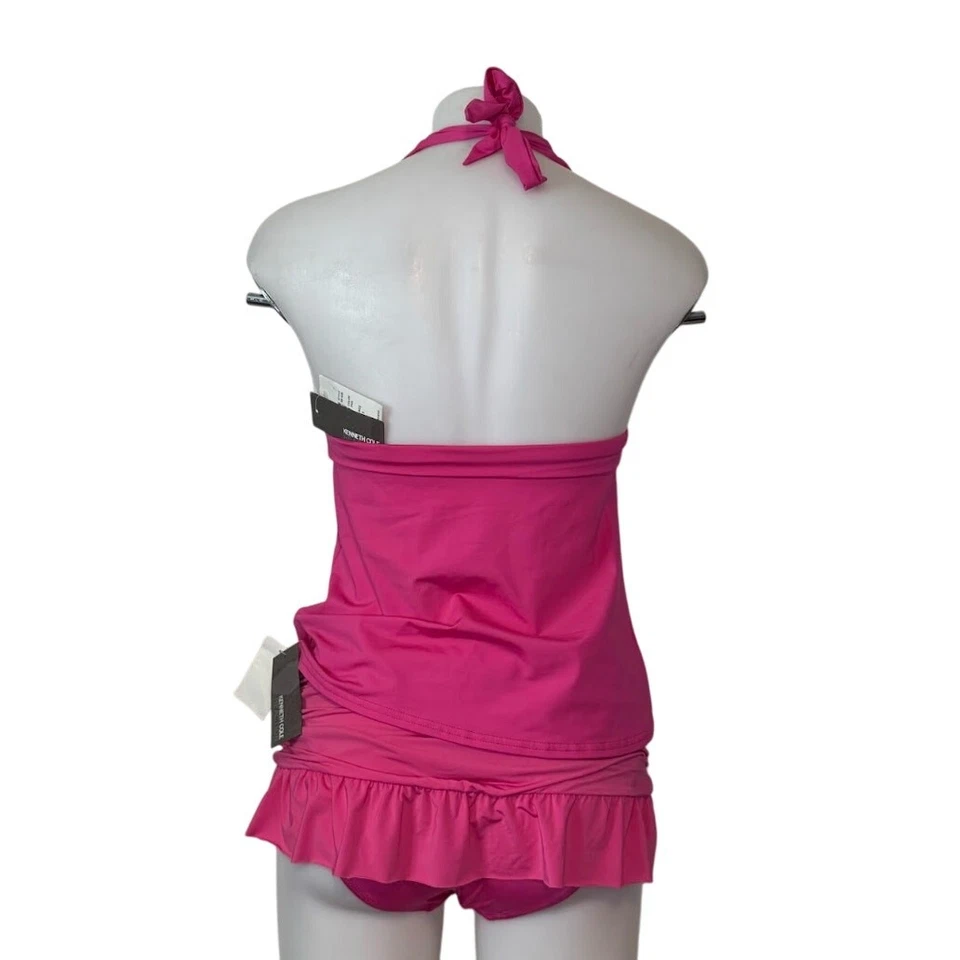 Traje de baño Tankini Kenneth Cole rosa con volantes - Talla pequeña - Nuevo con etiquetas Foto 2 de 2