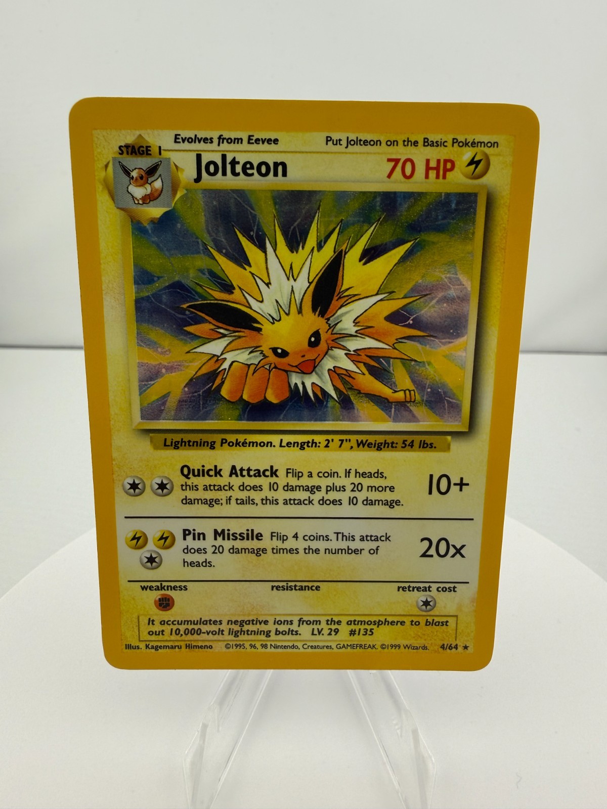 Jungle Holo Rare Unlimited Pokemon TCG Card Jolteon 4/64 No Symbol ERROR - NM