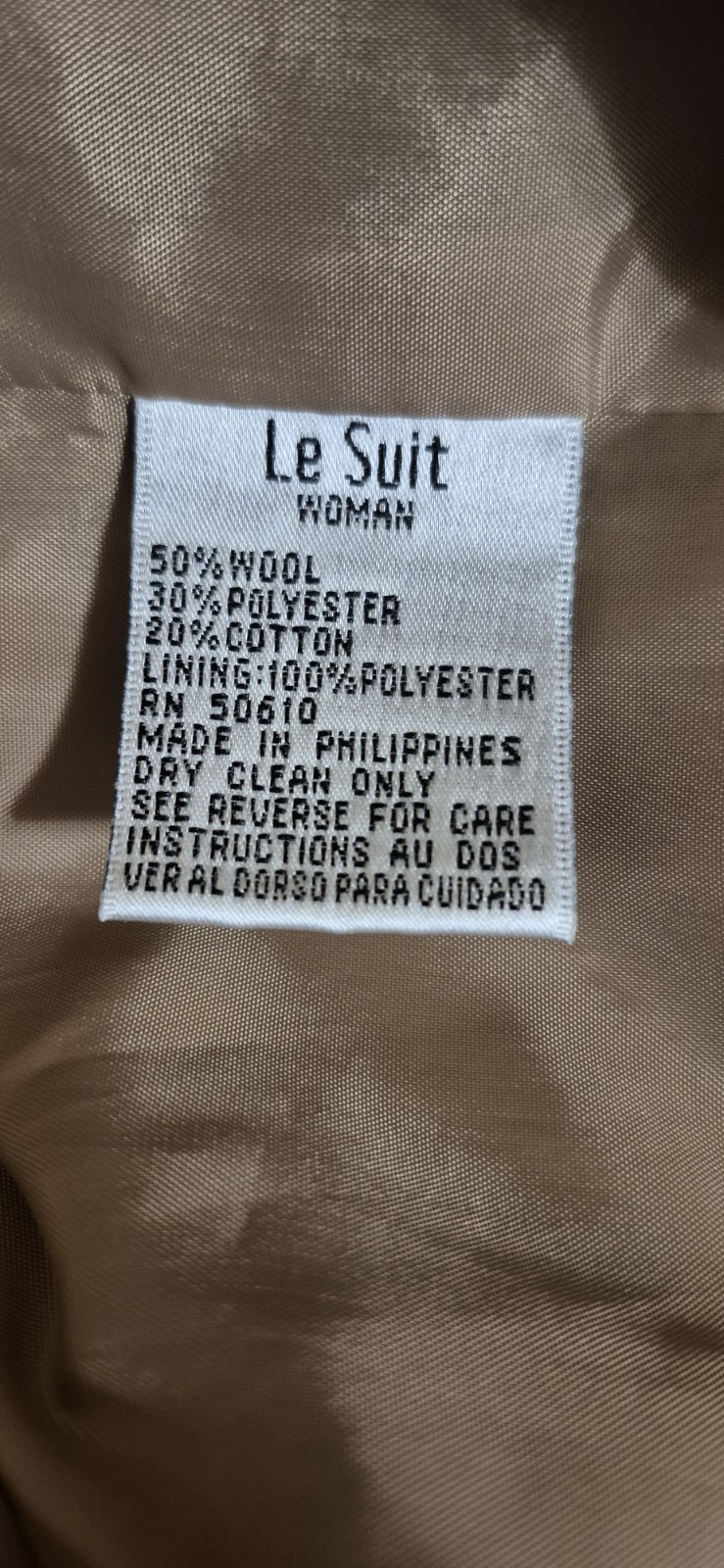 Le Suit   Wool Blend  Suit  Skirt And Long Jacket    Size 16 W