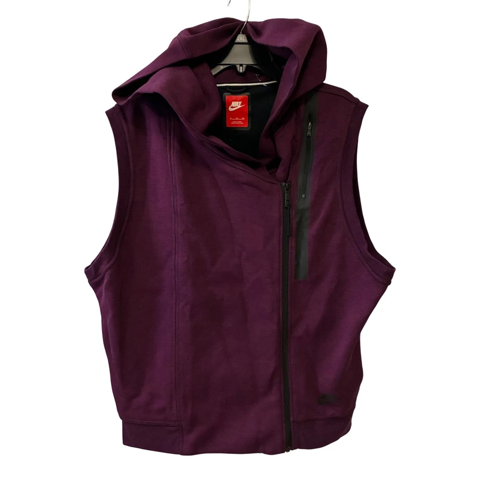 Nike Tech Fleece Sleeveless Hoodie Vest Womens Size XL Purple Side Full Zip - Image 3 of 4
