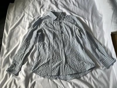 Dover Saddlery Western Shirt- Blue And White Check- Medium - Photo 1/4