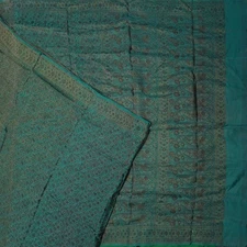 Namaste Vintage Teal Sarees 100% Pure Silk Woven Indian Sari 5YD Craft Fabric