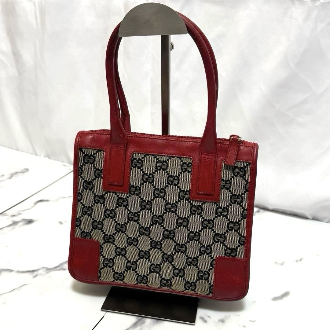 グッチ　ミニ　ハンドバッグ　GGキャンバス　レザー　レッド　GG柄　スモール GUCCI グッチ トートバッグ GGキャンバス レザー レッド グレー