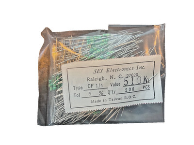 200 pcs of SEI Stackpole 510kOhm Carbon Film Resistor 1/4W 5% Axial NOS USA Ship