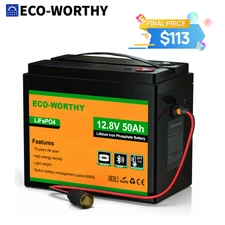 ECO-WORTHY 12V 50Ah LiFePO4 Lithium Battery with Bluetooth & XT60 Interface