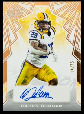 Caden Durham Auto 14/75 2025 Leaf Trinity  LSU Tigers