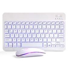 Bluetooth Keyboard and Mouse Combo for iPad - Rechargeable Wireless white