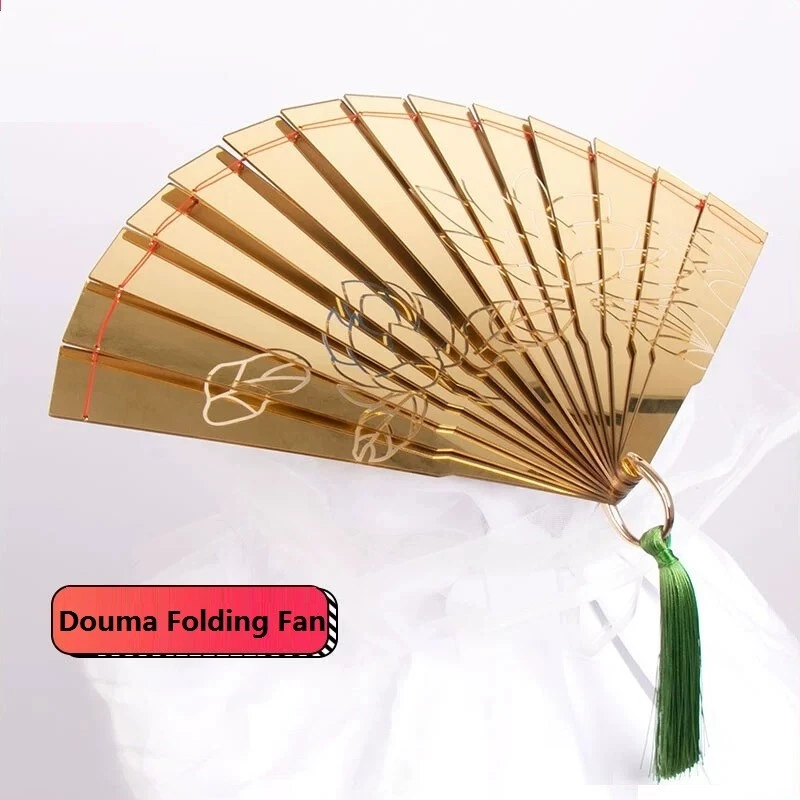 Anime Demon Slayer Douma Golden Lotus Ventilador Plegable Accesorios para Juegos con Borla Foto 2 de 4