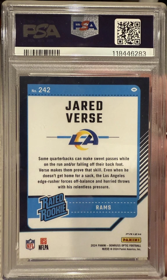 2024 PANINI DONRUSS OPTIC BLUE GLITTER #242 JARED VERSE ROOKIE RC PSA 9 - Image 2 of 2