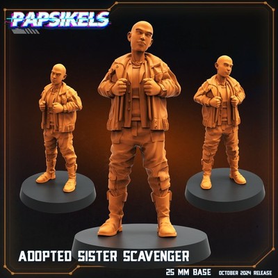 Adopted Sister Scavenger   25mm   Cyberpunk Miniature   Papsikels