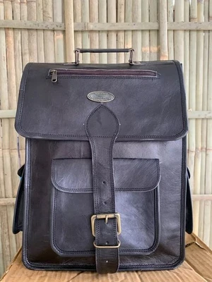 Sac à dos antivol homme voyage ordinateur portable école chèvre cuir sac vintage - Photo 1/4