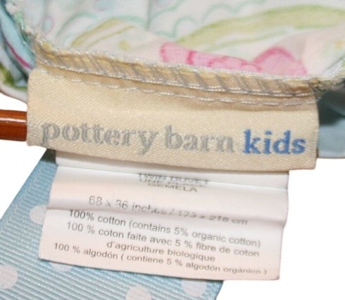 Pottery Barn Kids Samantha Twin Duvet Cover Flowers Butterflies Paisley Blue - Picture 5 of 6