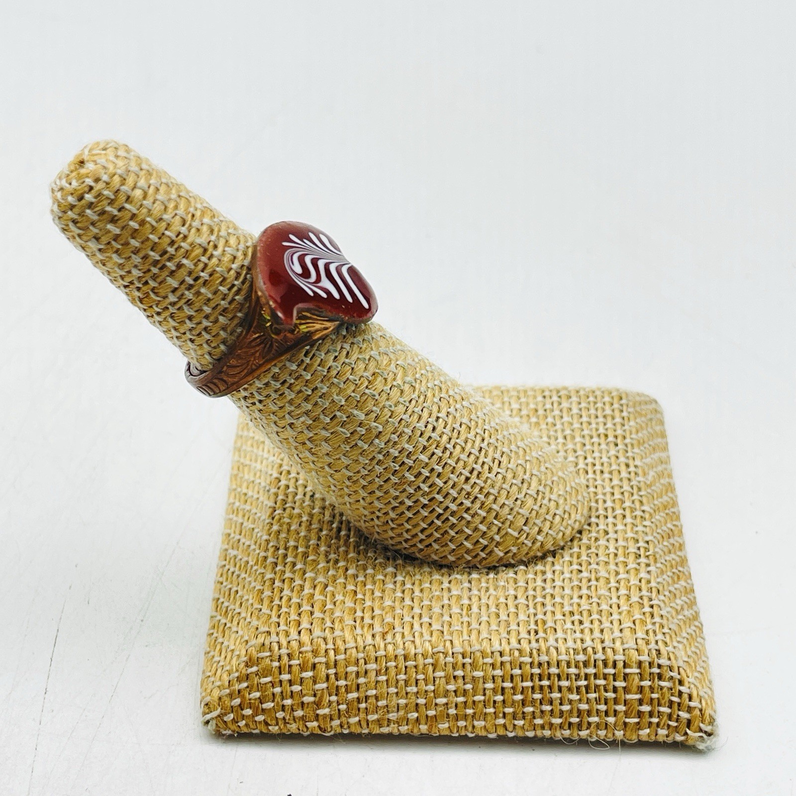 Copper Tone Ring Leaf Bead Adjustable - image 3