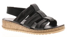 Image of Hush Puppies Womens Sandals Eden Leather Elasticated black UK Size