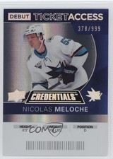2021 Upper Deck Credentials 2020-21 Debut Ticket Access /999 Nicolas Meloche 0p6