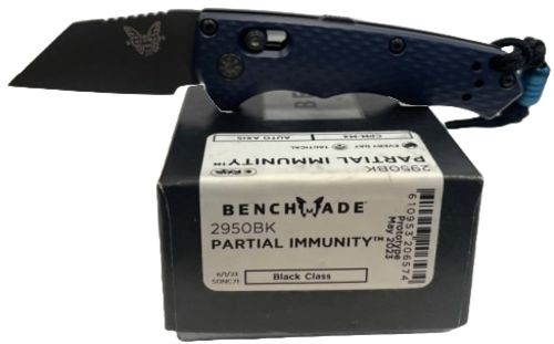 Benchmade 2950BK Partial Immunity Folding Knife, Blue Aluminum Handle, Wharnclif