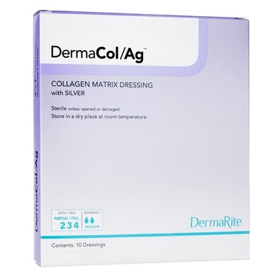 Dermacol Ag Silver Collagen Dressing 2x2in Wound Care 10/Box