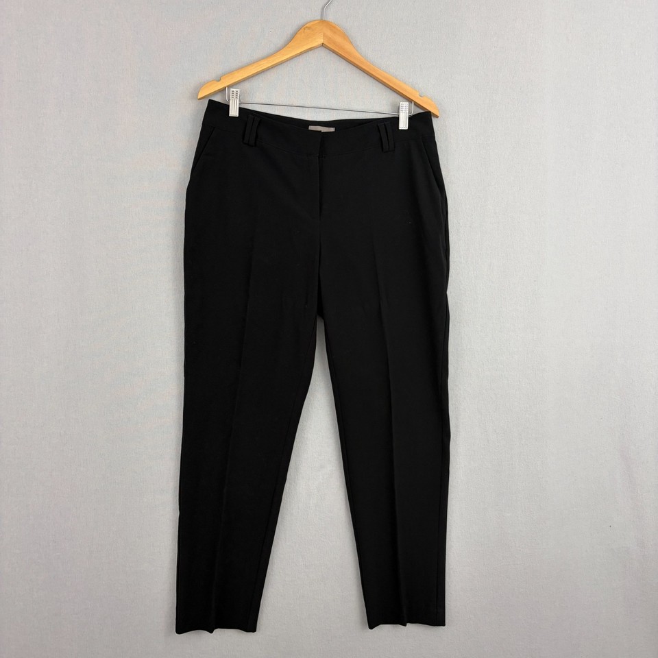 Sussan Pants Womens 12 Black Tailored Stretch Slim Leg Pressed Crease Business