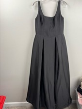 Azazie Black Scoop Neck Maxi Gown size A10 full length Olivia w/ Crinoline