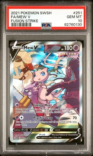 POKEMON MEW V 2021 SWORD & SHIELD FUSION STRIKE #251 FA PSA 10
