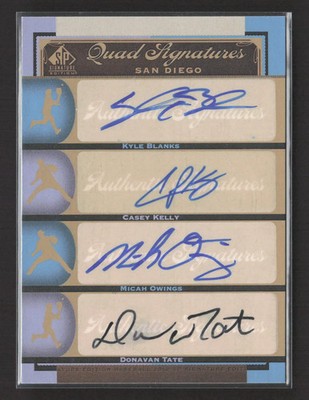 2012 SP Signature Quad Auto Kyle Blanks Casey Kelly Donovan Tate Micah Owings