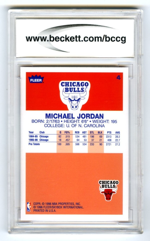 MICHAEL JORDAN~1996 FLEER DECADE of EXCELLENCE (1986-1996) BCCG-10
