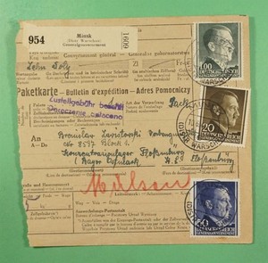 DR WHO 1944 BELARUS GENERAL GOVERNMENT BULLETIN D'EXPEDITION MINSK R42607