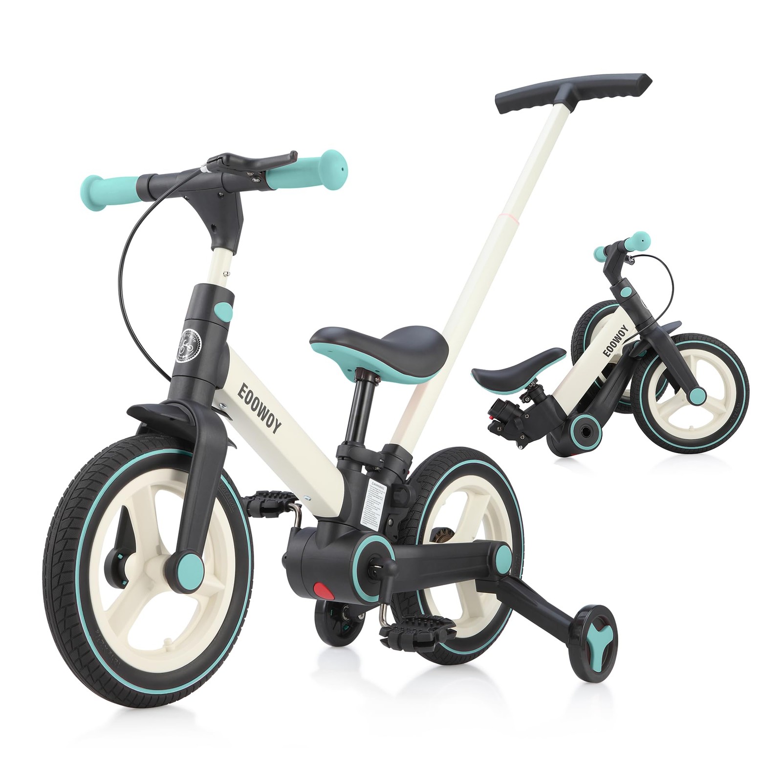Balance Bike with Push Handle for 18-60 Months, 6 in 1 Foldable Push Bike wit... thumbnail 2