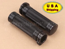 1" CNC Edge Cut Handlebar Hand Grips For Harley Sportster Cruiser Custom Black