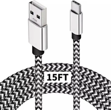 15 Feet USB Type C Charger Cable Extra Long Cord Smartphone Android Phone Tablet