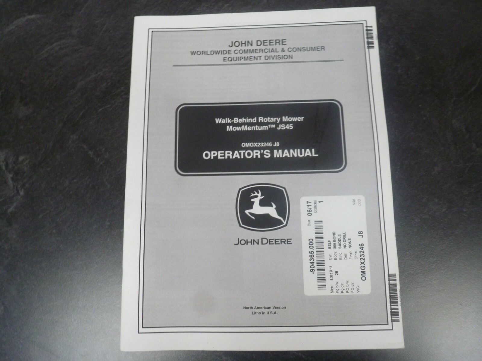 John Deere JS45 Walk Behind Mowmentun Mower Owner Operator Manual ...