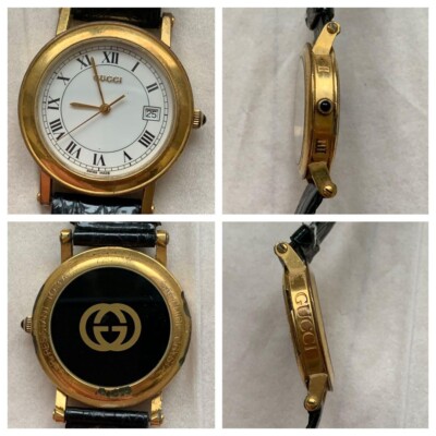 GUCCI 7200M White Dial GP Men's Quartz Vintage Watch Used Working