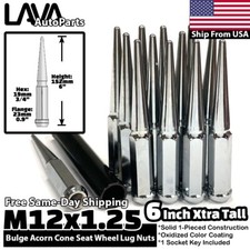 24x 6 Chrome 12x1.25 Spike Lug Nut Fit Pathfinder Frontier Titan Aftermarketrim