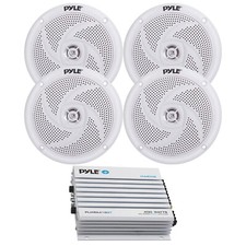 PLMRA410BT 4 Ch Waterproof Bluetooth Marine Power Boat Amp 4 Pyle Speakers Pkg