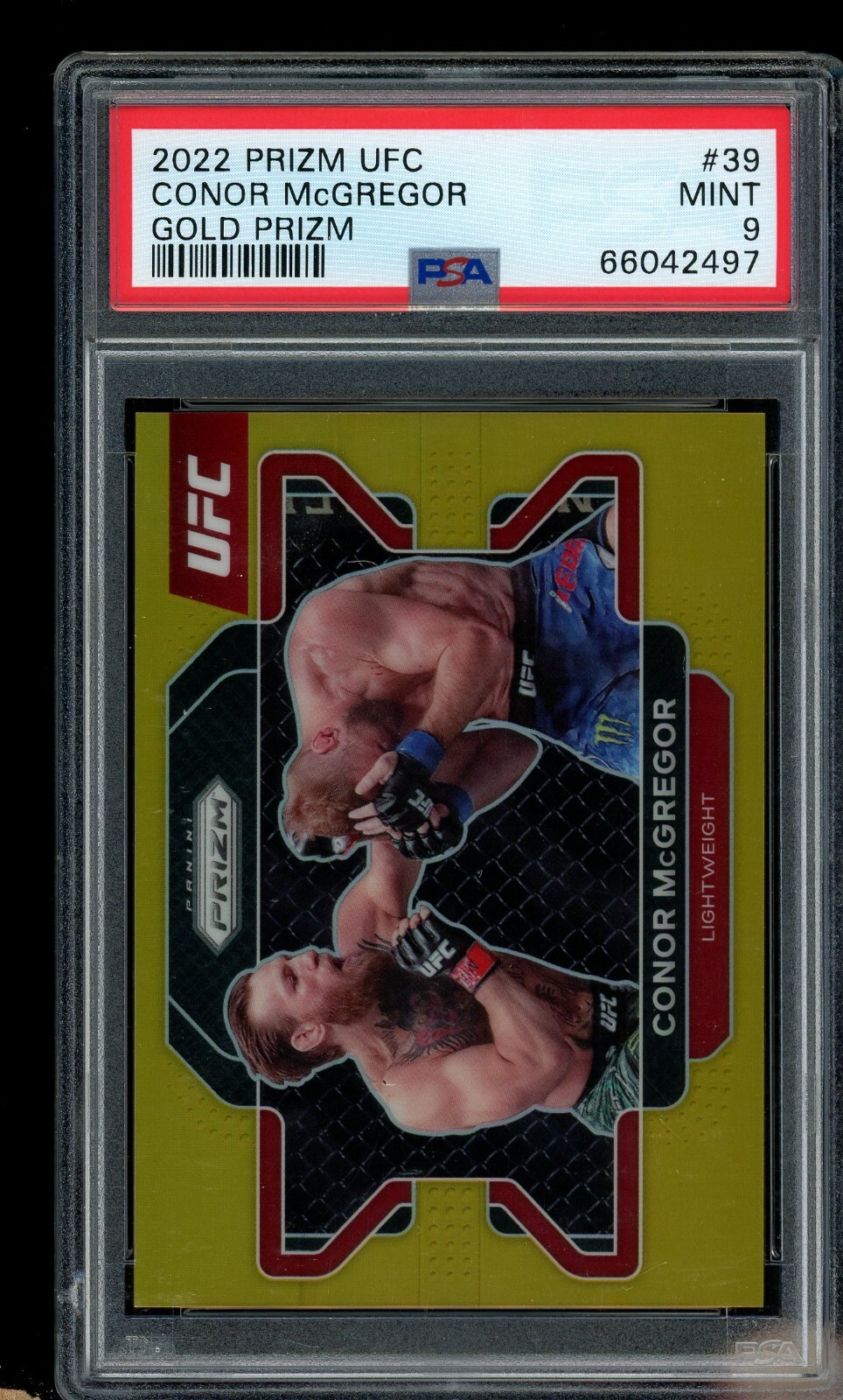 Conor McGregor 2022 Panini Prizm UFC #39 Gold Prizm 1/10 PSA 9