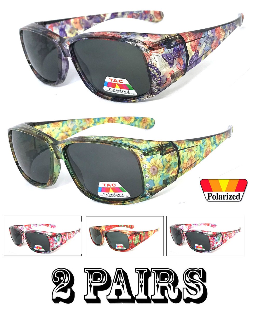 2 Pairs Combo Polarized FIT OVER Sunglasses Cover Rx Glasses
