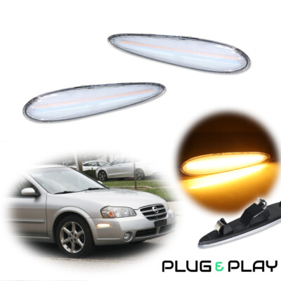 Clear Amber LED Front Side Marker Lights For 2000 2001 2002 2003 Nissan Maxima